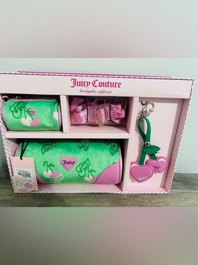 NWT Juicy Couture Heritage Cherry Barrel Bag Set - Limited Edition Green